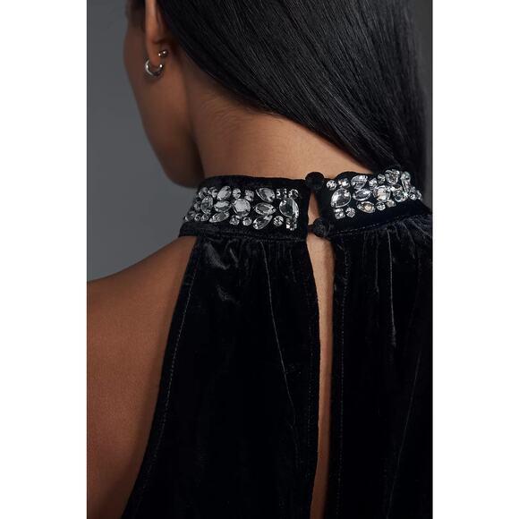 NWT Anthropologie The Somerset Mini Dress Velvet Halter Edition $168 SMALL Black - Picture 4 of 4